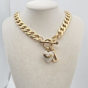 Juicy Couture Pavé Heart & "J" Charm Toggle Necklace